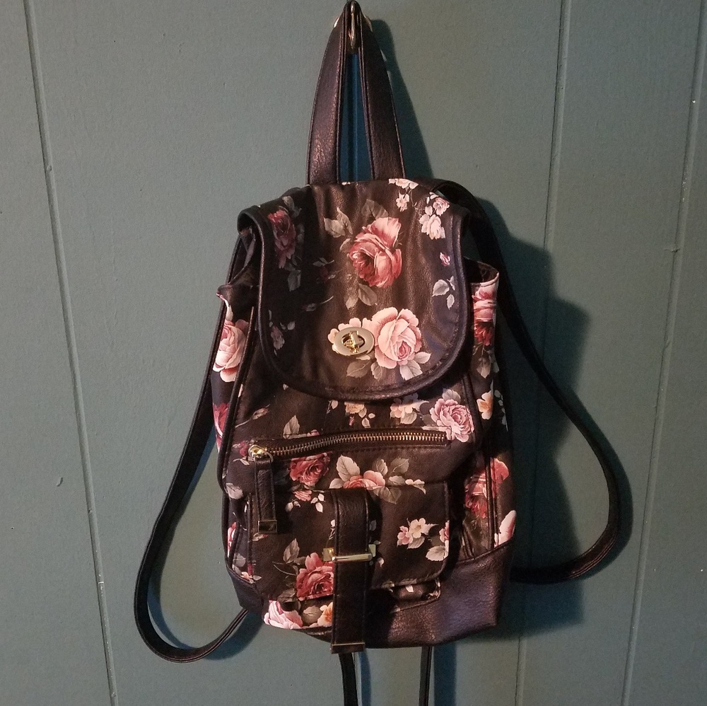 Floral Faux Leather Bag